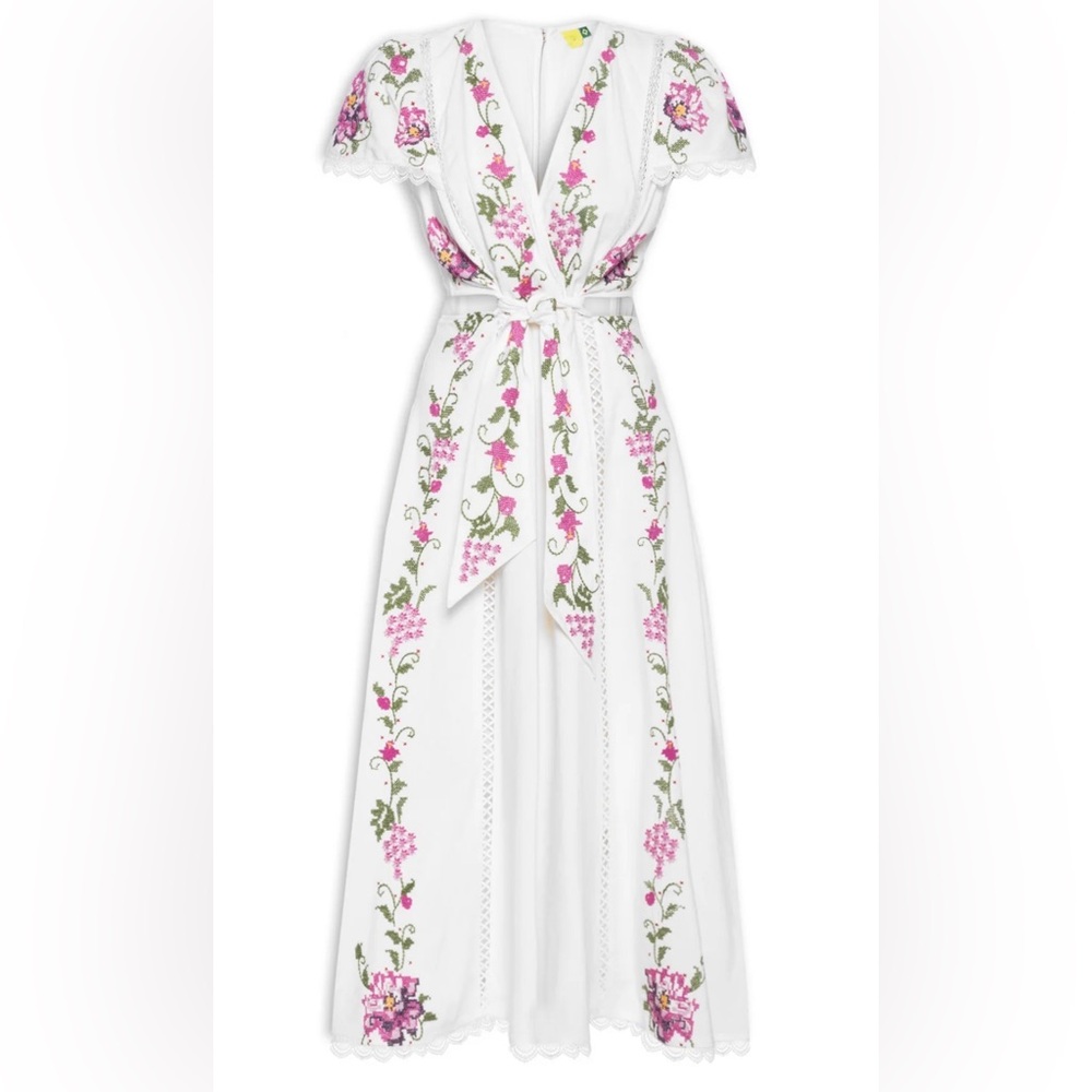 FARM Rio Embroidered Flowers White Dress - Picture 3 of 6